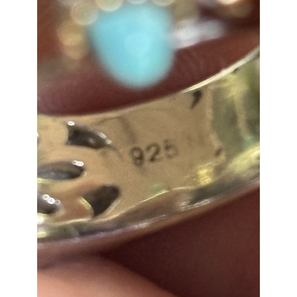 Gems En Vogue London Blue Topaz and Turquoise Size 9 - Picture 6 of 11